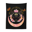 Mystic cat witch moon star wall hanging bedroom psychedelic tapestry