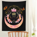 Mystic cat witch moon star wall hanging bedroom psychedelic tapestry
