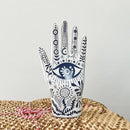 Mystic white & blue ceramic hand jewelry holder stand bedroom decor