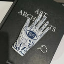 Mystic white & blue ceramic hand jewelry holder stand bedroom decor