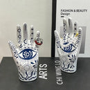 Mystic white & blue ceramic hand jewelry holder stand bedroom decor