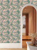 Beige Wallpaper with Palm Leaves