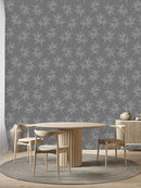 Contemporary Grey Wallpaper with Leaves Pattern Tasteful