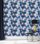 Blue Monstera Leaves Wallpaper