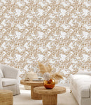 Fashionable Beige Flowers Wallpaper Chic