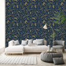 Dark Blue Herbs Wallpaper