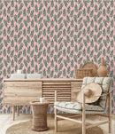 Fashionable Tropical Leaves on Pink Background Wallpaper Tasteful