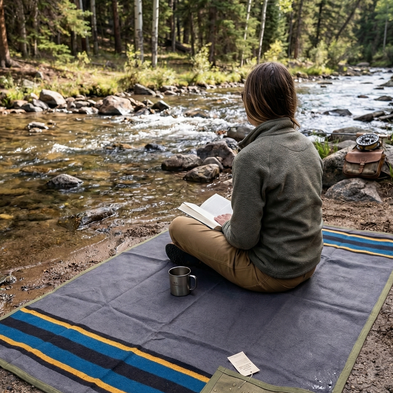 Canvas Camping Blanket - Waxed Canvas Outdoor Blanket / Bushcraft Blan