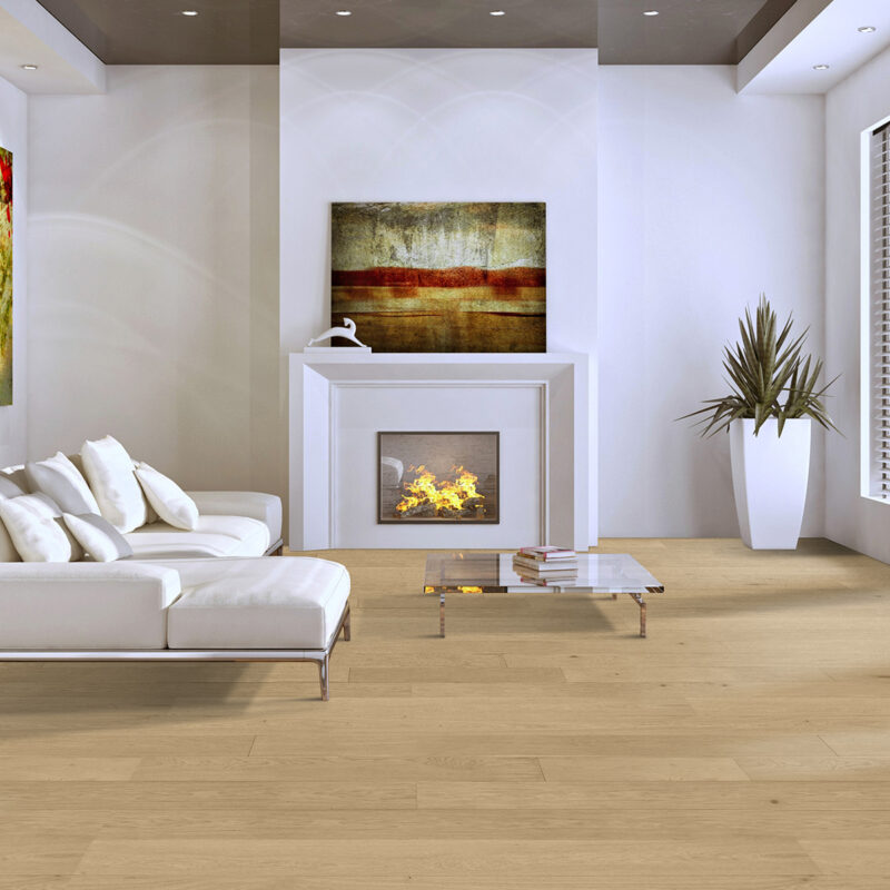 7 Ply Engineered Wood 7.5" Wide 75" RL Long 1/2" Thick Plank French White Oak Natural 2 - Lincoln Signature Collection living room view 2