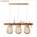 Natural bamboo barrel pendant lights dining room island two lanterns