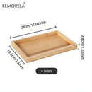 Natural bamboo wooden rectangular tea tray set of 3 dining room