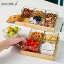 Natural bamboo wooden rectangular tea tray set of 3 dining room