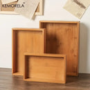 Natural bamboo wooden rectangular tea tray set of 3 dining room