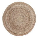 Hand Braided Natural Brown and White Jute Round Pouf