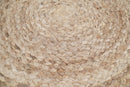 Hand Braided Natural Brown and White Jute Round Pouf
