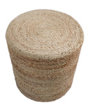 Boho Natural Brown Jute Round Pouf