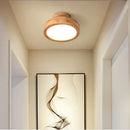 Natural circular wood ceiling lamp living room led lighting