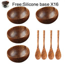 Natural dark brown coconut bowl set kitchen handcrafted tableware