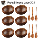 Natural dark brown coconut bowl set kitchen handcrafted tableware