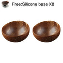 Natural dark brown coconut bowl set kitchen handcrafted tableware