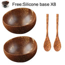 Natural dark brown coconut bowl set kitchen handcrafted tableware