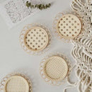 Natural lace bamboo woven coasters and storage basket set dining room