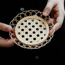 Natural lace bamboo woven coasters and storage basket set dining room