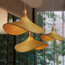 Natural light brown bamboo wicker chandelier dining room pendant light
