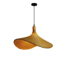 Natural light brown bamboo wicker chandelier dining room pendant light