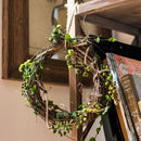 Faux Wreath Natural Rattan Willow Small Berry in Green and Red 2.5" D Set of 2