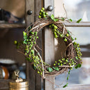 Faux Wreath Natural Rattan Willow Small Berry in Green and Red 2.5" D Set of 2