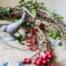 Faux Wreath Natural Rattan Willow Small Berry in Green and Red 2.5" D Set of 2