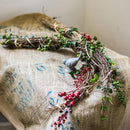 Faux Wreath Natural Rattan Willow Small Berry in Green and Red 2.5" D Set of 2