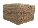 Hand Braided Natural Brown Jute Square Pouf