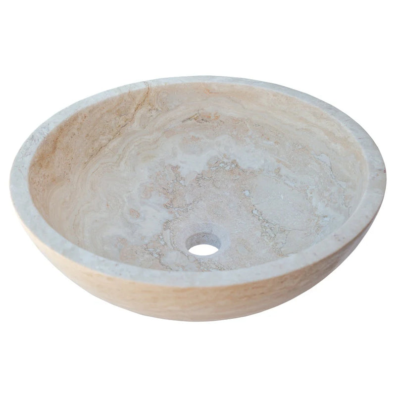 Beige Travertine Above Vanity Bathroom Vessel Sink Honed and Filled (D)18" (H)6" product shot