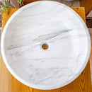 Calacatta White Marble Hand-Carved Vessel Sink - Polished 19x6