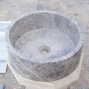 Natural Stone Tundra Grey Marble Round Vessel Sink Polished 16.5x6
