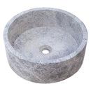 Natural Stone Tundra Grey Marble Round Vessel Sink Polished 16.5x6