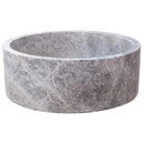 Natural Stone Tundra Grey Marble Round Vessel Sink Polished 16.5x6