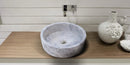 Natural Stone Tundra Grey Marble Round Vessel Sink Polished 16.5x6