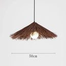 Natural woven rattan pendant light dining room straw hat chandelier