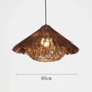 Natural woven rattan pendant light dining room straw hat chandelier