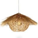 Natural woven rattan pendant light dining room straw hat chandelier