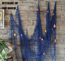 Nautical deep blue decorative fishing net with seashells bedroom decor