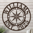 Nautical Star Compass Family Established Sign