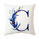 DecorBites™ Blue Alphabet Flower Letter Pillowcase for Home Decor