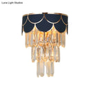 DecorBites™ Contemporary Black Tiered Crystal Wall Sconce with 3 Heads - Stylish Living Room Lighting Idea