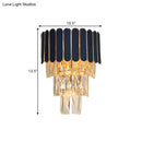 DecorBites™ Contemporary Black Tiered Crystal Wall Sconce with 3 Heads - Stylish Living Room Lighting Idea