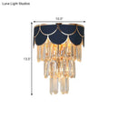 DecorBites™ Contemporary Black Tiered Crystal Wall Sconce with 3 Heads - Stylish Living Room Lighting Idea