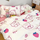 Navy blue and white daisy cartoon printed bedding set bedroom